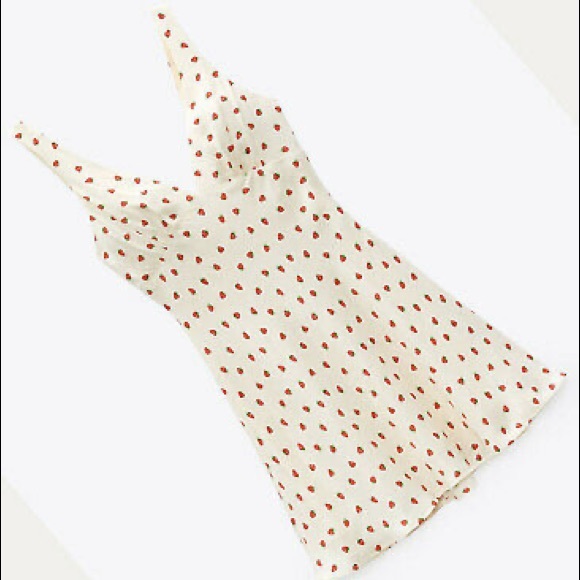 Zara | Dresses | Zara Satin Effect Strawberry Dress Size Xl Nwt | Poshmark